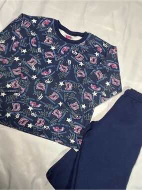 Vintage Hanes Her Way Girls XS 4/5 Diva Crown Blue Sweat Set Y2K